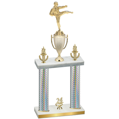 Double Silver Carbon Fiber Year Karate Trophy