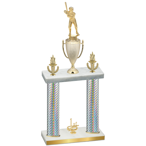 Double Silver Carbon Fiber First Place Baseball Trophy