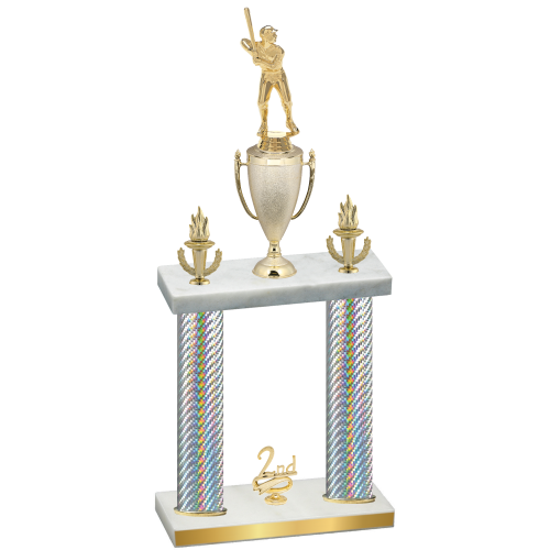 Double Silver Carbon Fiber Second Place Baseball Trophy