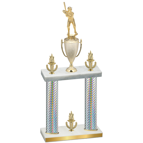 Double Silver Carbon Fiber Victory Baseball Trophy