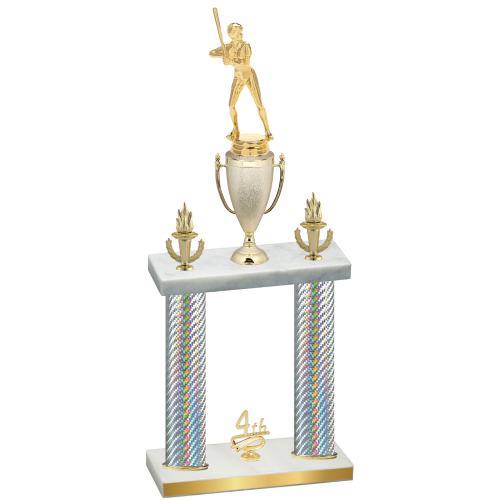 Double Silver Carbon Fiber Fourth Place Softball Trophy