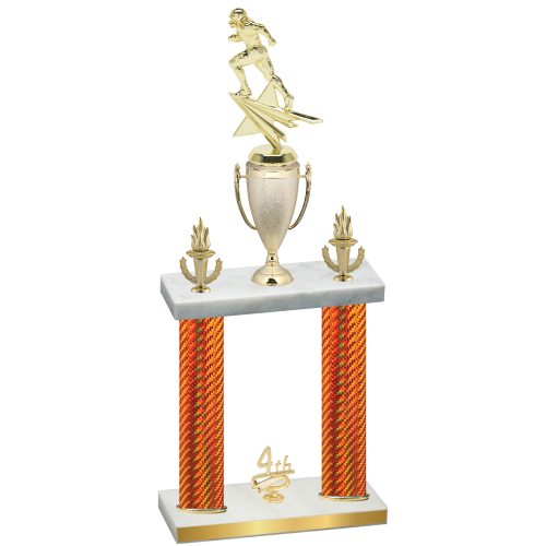 Double Orange Carbon Fiber Fourth Place Football Trophy