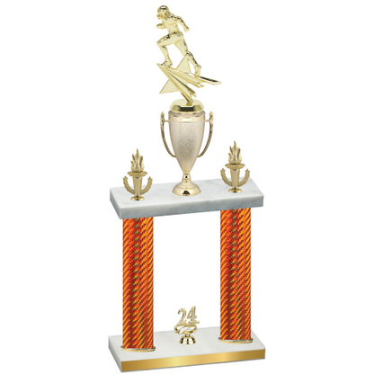 Double Orange Carbon Fiber Year Football Trophy