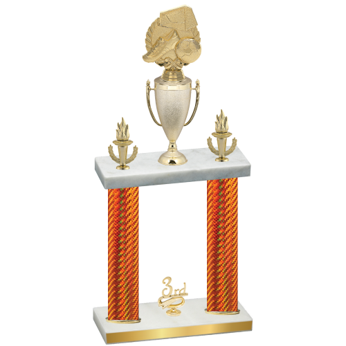 Double Orange Carbon Fiber Third Place Soccer Trophy