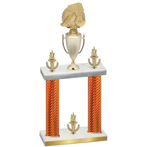 Double Orange Carbon Fiber Victory Soccer Trophy