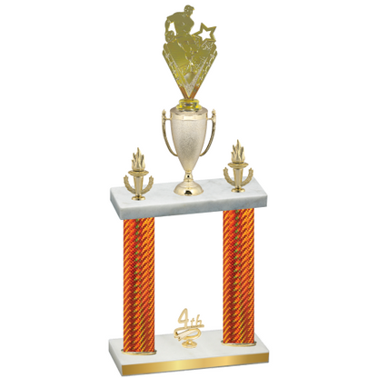 Double Orange Carbon Fiber Fourth Place Rugby Trophy