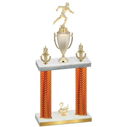 Double Orange Carbon Fiber Second Place Running Trophy