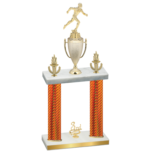 Double Orange Carbon Fiber Third Place Running Trophy