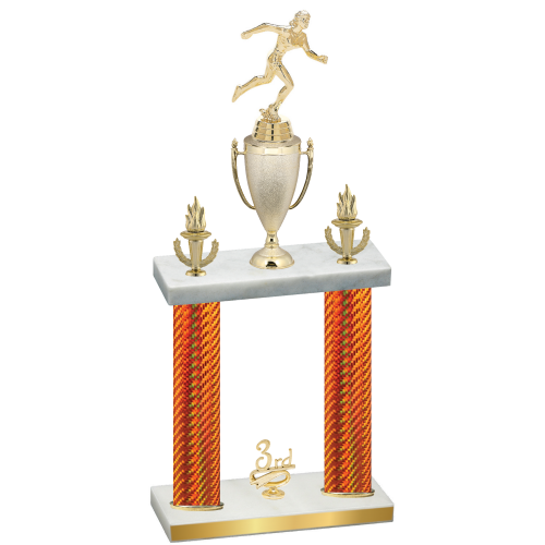 Double Orange Carbon Fiber Third Place Running Trophy