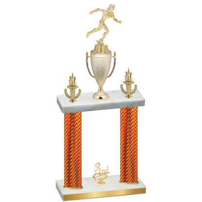 Double Orange Carbon Fiber Third Place Running Trophy