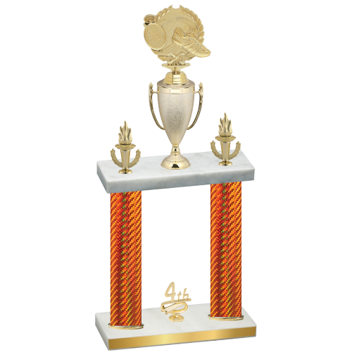 Double Orange Carbon Fiber Fourth Place Running Trophy