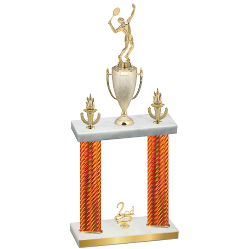 Double Orange Carbon Fiber Second Place Tennis Trophy