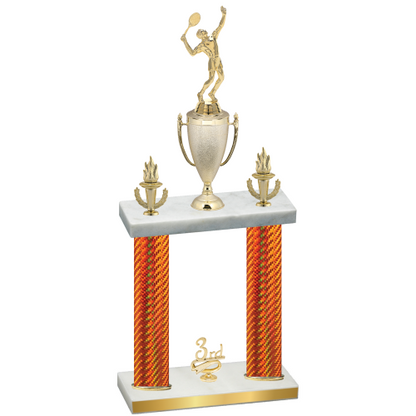 Double Orange Carbon Fiber Third Place Tennis Trophy