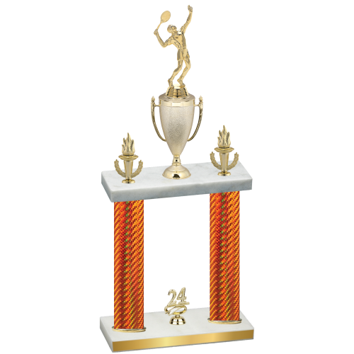 Double Orange Carbon Fiber Year Tennis Trophy