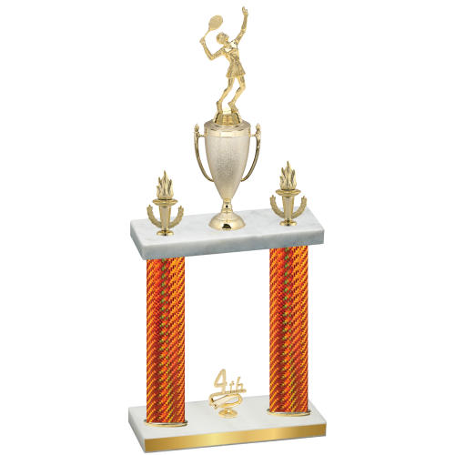 Double Orange Carbon Fiber Fourth Place Tennis Trophy