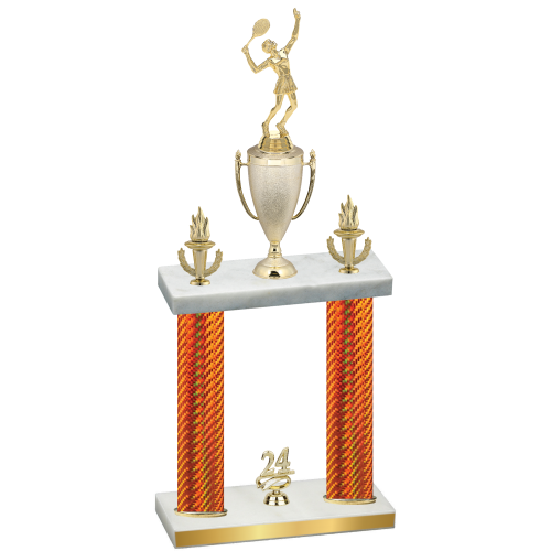 Double Orange Carbon Fiber Year Tennis Trophy