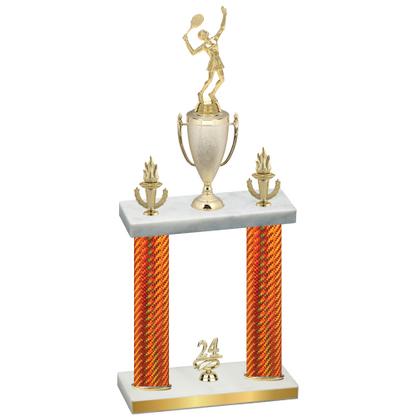 Double Orange Carbon Fiber Year Tennis Trophy