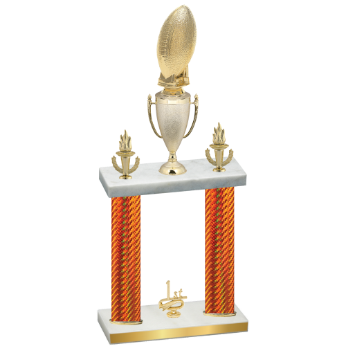 Double Orange Carbon Fiber First Place Football Trophy