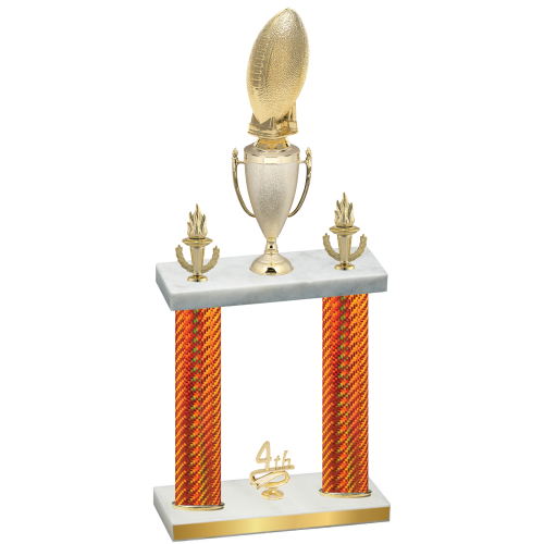 Double Orange Carbon Fiber Fourth Place Football Trophy