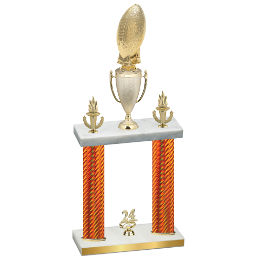 Double Orange Carbon Fiber Year Football Trophy