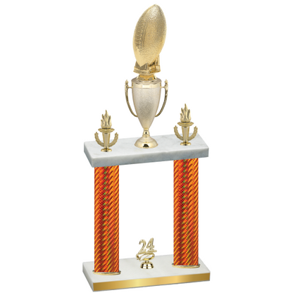 Double Orange Carbon Fiber Year Football Trophy