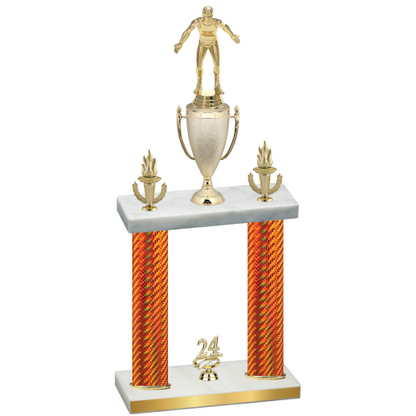 Double Orange Carbon Fiber Year Wrestling Trophy