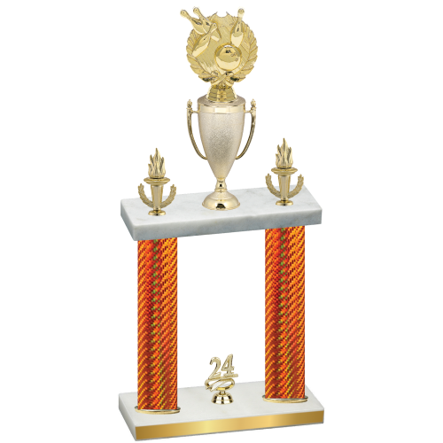 Double Orange Carbon Fiber Year Bowling Trophy