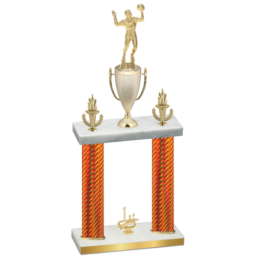 Double Orange Carbon Fiber First Place Volleyball Trophy