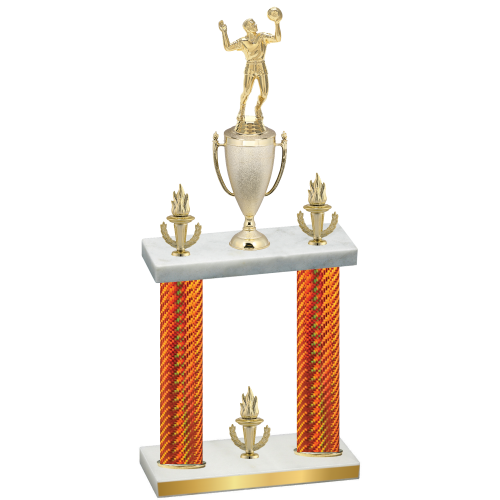 Double Orange Carbon Fiber Victory Volleyball Trophy