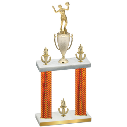 Double Orange Carbon Fiber Victory Volleyball Trophy