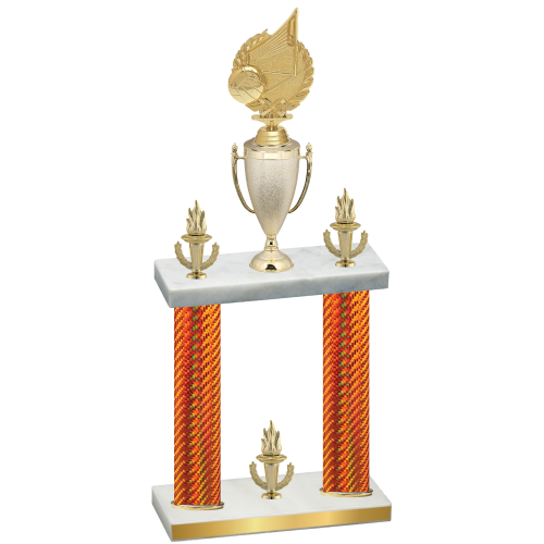 Double Orange Carbon Fiber Victory Volleyball Trophy