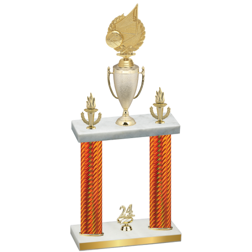 Double Orange Carbon Fiber Year Volleyball Trophy
