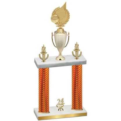 Double Orange Carbon Fiber Year Volleyball Trophy