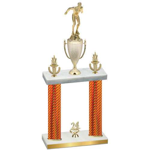 Double Orange Carbon Fiber Year Swimming Trophy
