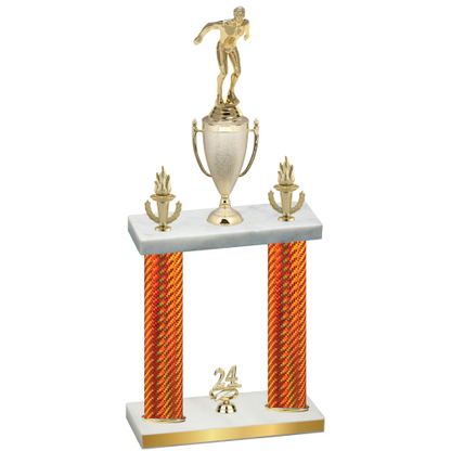 Double Orange Carbon Fiber Year Swimming Trophy