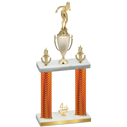 Double Orange Carbon Fiber Fourth Place Tennis Trophy