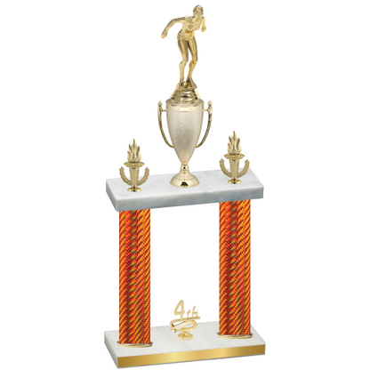 Double Orange Carbon Fiber Fourth Place Tennis Trophy