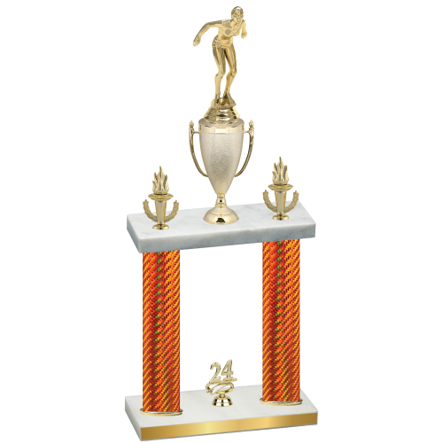 Double Orange Carbon Fiber Year Tennis Trophy