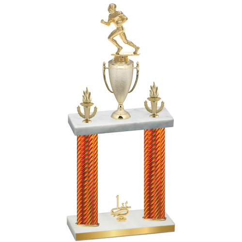 Double Orange Carbon Fiber First Place Football Trophy