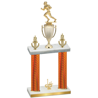 Double Orange Carbon Fiber First Place Football Trophy