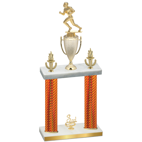 Double Orange Carbon Fiber Third Place Football Trophy