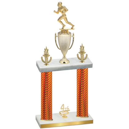 Double Orange Carbon Fiber Fourth Place Football Trophy