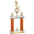 Double Orange Carbon Fiber Year Football Trophy