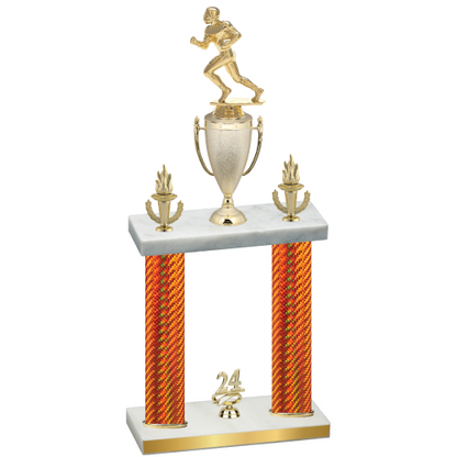 Double Orange Carbon Fiber Year Football Trophy