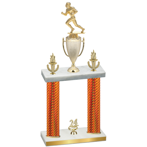 Double Orange Carbon Fiber Year Football Trophy