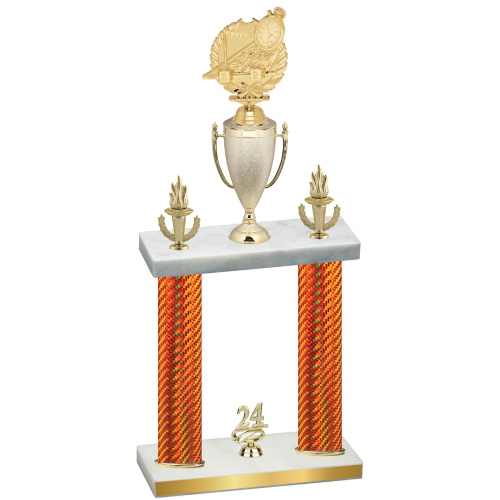 Double Orange Carbon Fiber Year Swimming Trophy