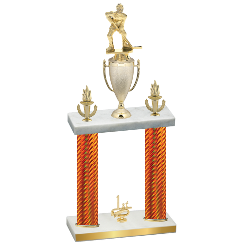 Double Orange Carbon Fiber First Place Hockey Trophy