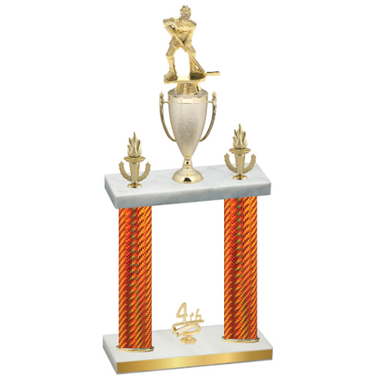 Double Orange Carbon Fiber Fourth Place Hockey Trophy