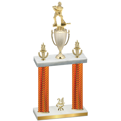Double Orange Carbon Fiber Year Hockey Trophy