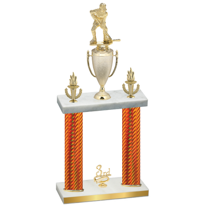 Double Orange Carbon Fiber Third Place Hockey Trophy